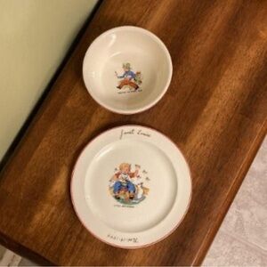 Janet Louise VTG Ceramic Bowl Tom Tom The Pipers Son & Little Jack Horner Plate